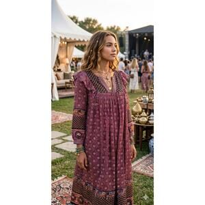 Rare Anthropologie x Frye Jenna Peasant Dress Boho Whimsigoth OP $398  Size 8